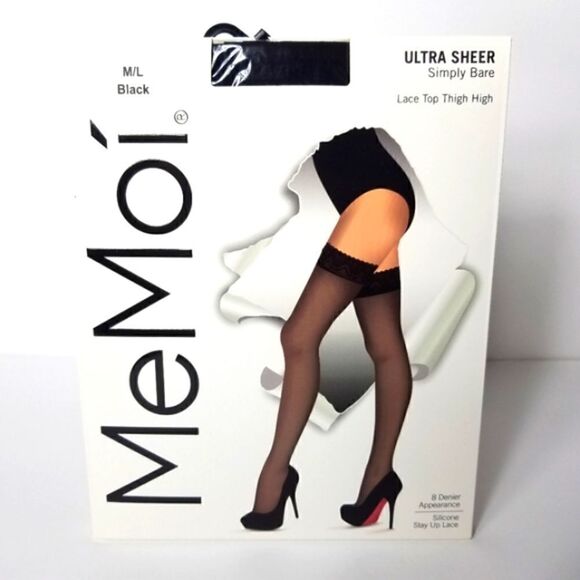 MeMoi Lace Top Black Thigh High M/L - Picture 1 of 3